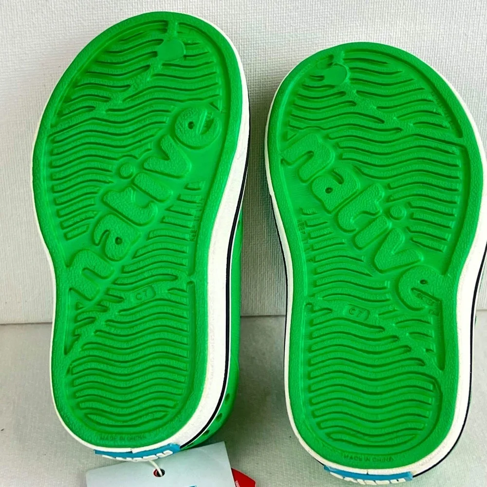 NWT Native Shoes Miles Kids Green Shell White Slip On Water Shoes EVA Size C7